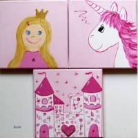 Dreiteiliges Bild "kleine Prinzessin"  fürs Kinderzimmer Wandbild Bild 1