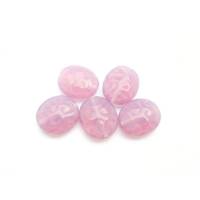 5 Glasperlen oval mit Muster rosa opal 17 mm Bild 1