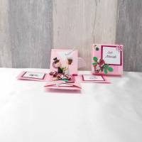 Explosionsbox Hochzeit, Hochzeitsgeschenk,  rosa pink Bild 1