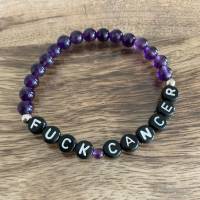 Statement-Armband „Fuck Cancer“  - Amethyst Bild 1