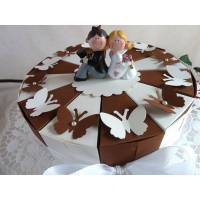 Hochzeitstorte/Schachteltorte in braun / creme mit Schmetterlingen, 23cm Durchmesser Bild 1