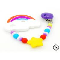 Beisskette aus Silikon/Silikonkette - Regenbogen in kunterbunt Bild 1