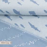 20cm Doubleface-Canvas „Toy Fabrics – Fische“ weiß/graublau 24,90EUR/m kokka Bild 1