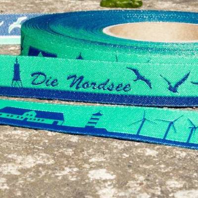 10m Nordsee Skyline Webband blau/türkis