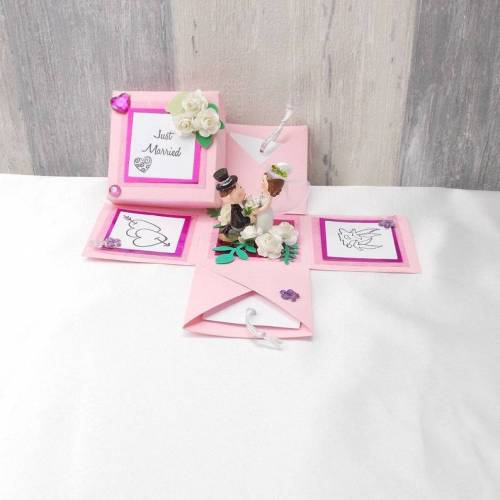 Explosionsbox Hochzeit, Hochzeitsgeschenk,  rosa pink 2