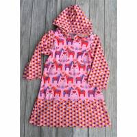 Kapuzenkleid Mädchenkleid Dalapferde rosa - Größe 104 Bild 1