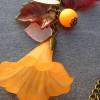 Y-Kette HERBSTZEIT bronzefarbig 47cm lang rundum plus 9cm Anhänger - Halskette mit Lucite-Blüten und Blättern bronzefarbig-orange-braun Bild 3