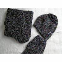 Mütze + langer Schal + Handschuhe - reine Handarbeit Bild 1