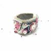 Armband handgestickt in den Farben silber, rosa, weiß - Kristalle und Glasperlen - Hochzeits-Schmuck  Bild 3