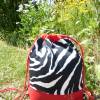 Rucksack Zebra mit rotem Kunstleder und Innentasche Handarbeit genäht Unikat Bild 2