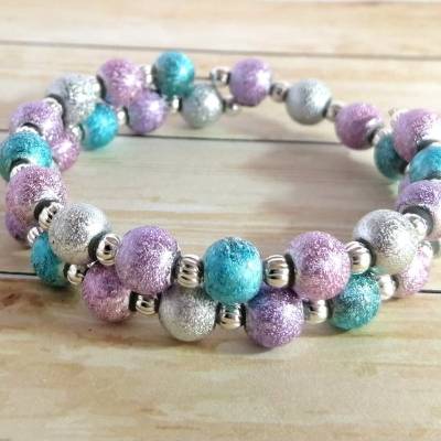 Wickelarmband, Glitzer, Spiralarmband, Perlenarmband, Armband, Armreif, Armband zum Wickeln, ohne Verschluss, Memory Wire