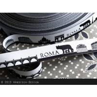 10m (1,60EUR/m) Rom/Roma Skyline Webband schwarz/weiß Bild 1