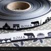 10m (1,60EUR/m) Rom/Roma Skyline Webband schwarz/weiß Bild 2