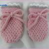 Babymütze, Babyhandschuhe als Babyset aus Wolle (Merino), rosa Bild 3