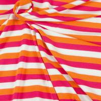 0,50m Viskose-Jersey „Akiko" Streifen/Ringel creme/pink/orange Hilco Bild 1