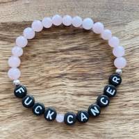Statement-Armband „Fuck Cancer" - Rosenquarz Bild 1