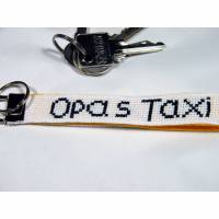 Schlüsselanhänger handgestickt "Opas Taxi" Bild 1