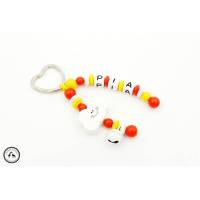 Taschenbaumler/Schlüsselanhänger mit Namen - Glöckchen/Wolke in gelb/rot/weiss Bild 1