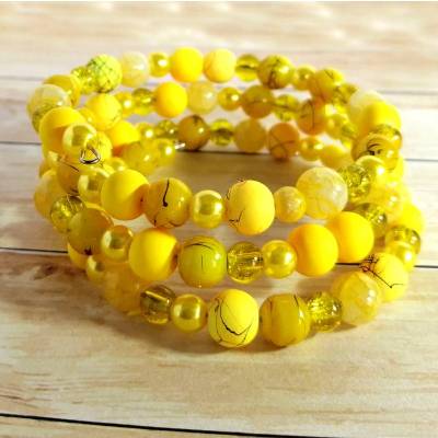 Wickelarmband, gelb, Spiralarmband, Armband, Armreif, Armband zum Wickeln, ohne Verschluss, Memory Wire