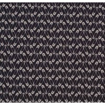 11,90EUR/m Baumwolle Webware Sew Love Sicherheitsnadeln von Lycklig Design schwarz-grau