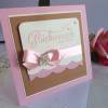 Glückwunschkarte  zur Hochzeit, quadratische Klappkarte in rosa/hellbraun und creme Bild 2