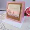 Glückwunschkarte  zur Hochzeit, quadratische Klappkarte in rosa/hellbraun und creme Bild 3