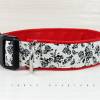 Hundehalsband, Blumen, schwarz, weiß, Hund, Halsband, Kunstleder, rot, Welpe, Hunde, Haustier, trendy, stylisch Bild 2