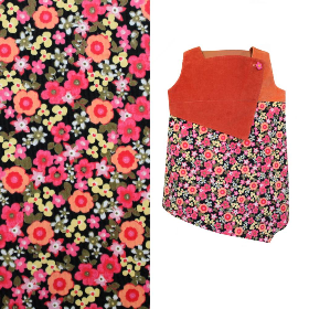 Cord Stoff Blumen Kinder Stoffe Feincord Babycord Reststück 1,45 m