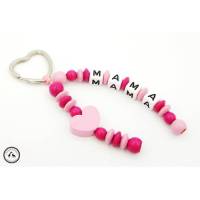 Taschenbaumler/Schlüsselanhänger mit Wunschname - Herz in pink/rosa Bild 1