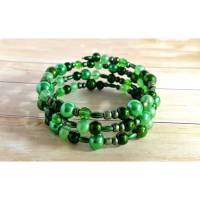 Wickelarmband, grün, Spiralarmband, Armband, Armreif, Armband zum Wickeln, ohne Verschluss, Memory Wire Bild 1