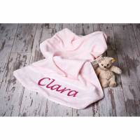 Duschtuch rosa personalisiert Geschenk Geburt Baby Bild 1