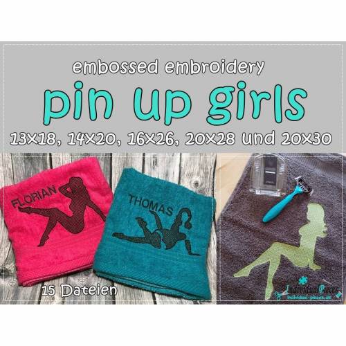 sexy embossed embroidery 3 Girls 13x18 bis 20x30