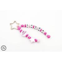 Taschenbaumler/Schlüsselanhänger mit Namen - Glitzerstern/Kleine Prinzessin in pink/rosa - Taschenanhänger/Namenanhänger - Bild 1