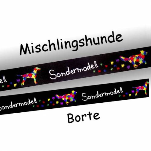 Mischlingshund Webband Hund Sondermodell, 20mm, Hunde, 1 Meter, Borte