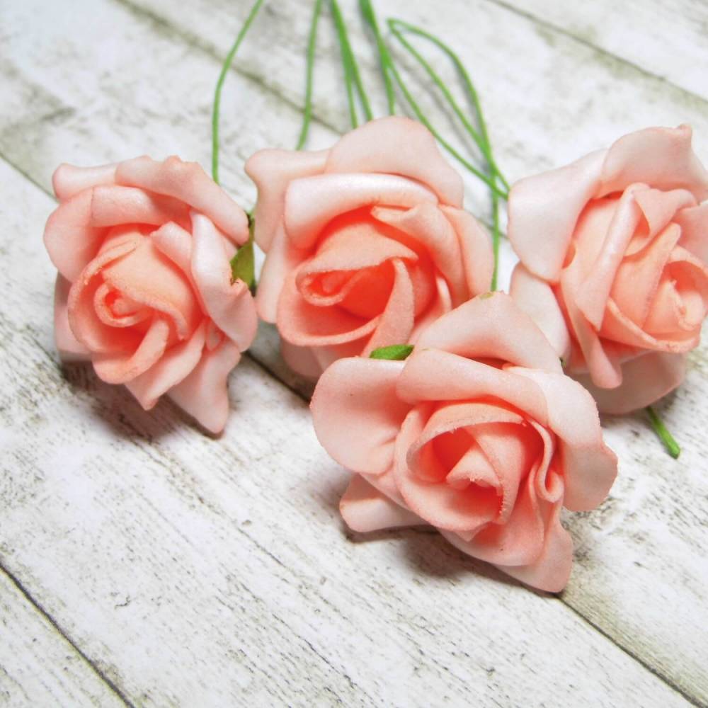 36 x Rose Pick 36tlg Seidenblume Kunstblume pink creme lachs 20 cm 42301-4 F1