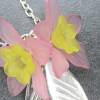 Halskette "Blatt mit Blütenduo"  49cm lang rundum plus 5cm Anhänger mit Lucite-Blüten und tollem Blattanhänger Bild 3
