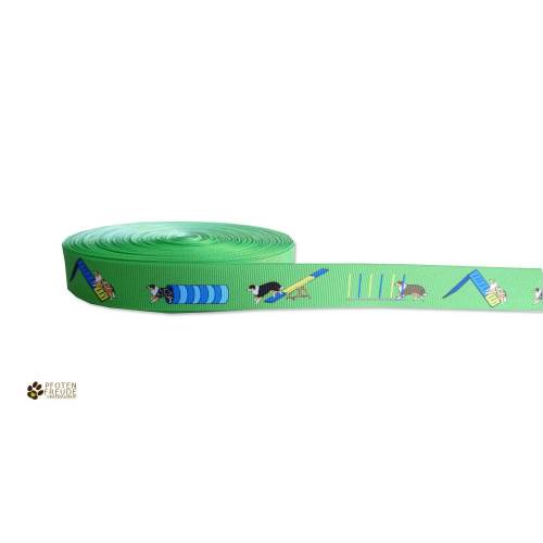 1m Borte Agility-Aussie, grün, 22mm, Hund, Australian Shepherd, Ripsband