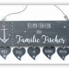 Türschild Heimathafen, Hochzeitsgeschenk personalisiert, Holzschild Familie, Namensschild mit Anker Bild 1