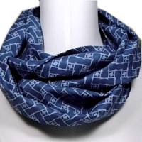 Damen Loop Schlauchschal Muster blau handmade Schal Bild 1