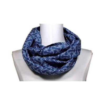 Damen Loop Schlauchschal Muster blau handmade Schal