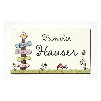 personalisiertes Geschenk zur Geburt oder zum Geburtstag, Holztürschild Familie, Türschild aus Holz mit Name