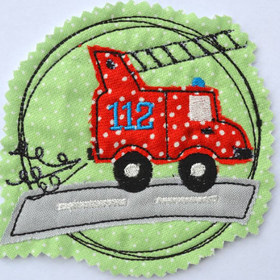 Stickdatei Feuerwehr doodle 2er SET für den 10x10cm Rahmen 