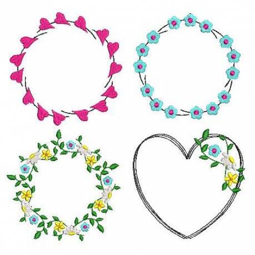 Stickdatei Blumenranken 4er SET 13x13cm