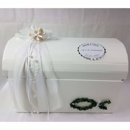 Erinnerungsbox Truhe TAUFE KOMMUNION KONFIRMATION - Silber