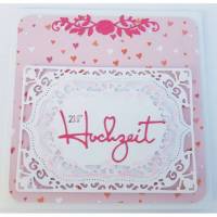 Hochzeit-Karte mit Herz in rosa mit Geldschein-Fach Bild 1