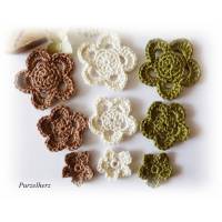 9- teiliges Häkelblumen-Set aus Baumwolle, Applikation Bild 1