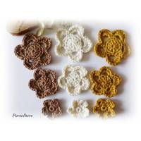 9- teiliges Häkelblumen-Set aus Baumwolle, Applikation Bild 1