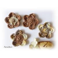 4- teiliges Häkelblumen-Set aus Baumwolle im Safari Look, Applikation Bild 1