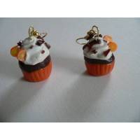 Ohrhänger Cupcake mit Orange aus Fimo Ohrringe handmodelliert Bild 1
