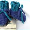 Gestrickte Babyschuhe, Größe: 3-6 Mon. aus Wolle (Merino), blau Bild 4